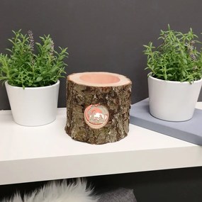 AMADEA Drevený svietnik z kôrového kmeňa s vkladom - betlehem, masívne drevo, výška 12 cm