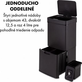 Klarstein Royal Trash Matte Black, odpadkový kôš so senzorom, 72 l, ušľachtilá oceľ, matná čierna