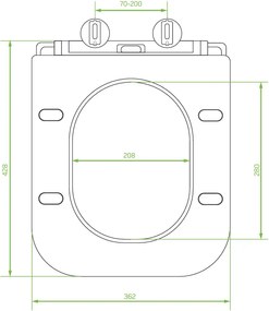 Laveo Kvadrato, WC sedátko 428x362 mm, soft-close, duroplast, biela lesklá, LAV-ADA_600K