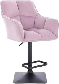 LuxuryForm DESIGN Barová stolička AMALFI VELUR na čiernej hranatej podstave - levanduľa
