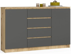 Komoda Koa (dub artisan + sivá). Akcia -19%. Vlastná spoľahlivá doprava až k Vám domov. 1128687