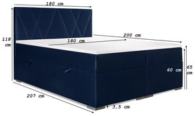 Kontinentálna posteľ 160 cm Lanarra (tmavomodrá) (s úložným priestorom). Vlastná spoľahlivá doprava až k Vám domov. 1044224