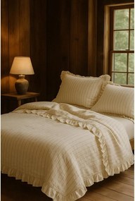 Béžové obliečky na dvojlôžko/predĺžené z bavlny Renforcé 240x220 cm Amalia Striped – Mila Home Luxury