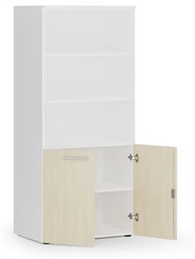 Kombinovaná kancelárska skriňa PRIMO WHITE, nízke dvere, 1781 x 800 x 500 mm, biela/breza