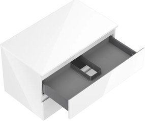 Mexen Orio, kúpeľňová skrinka 80 cm s hornou časťou, 2 zásuvky, biela lesklá, 91A10-08047-2-BFFC00