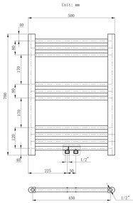 Erga Simple, vykurovacie teleso 700x500 mm, 275 W, čierna, ERG-LAV-SIMP-7050-BK