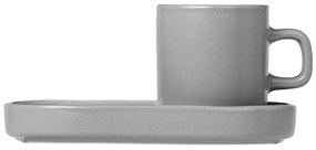 Súprava 2 sivých šálok na espresso s podnosom Blomus Pilar