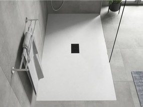 Mexen Hugo, obdĺžniková sprchová vanička SMC 180 x 100 cm, biela, čierna krytka, 42101018-B