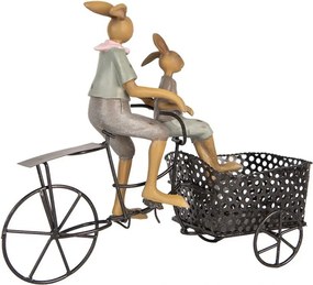 Dekorácia králiky na bicykli s košíkom - 28*12*23 cm