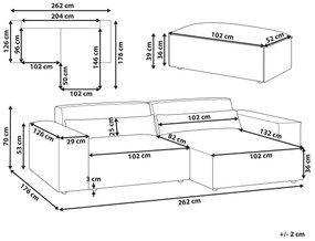 2-miestna modulárna rohová pohovka s taburetom ľavostranná sivá HELLNAR Beliani