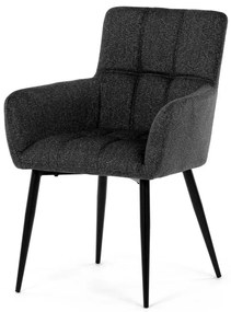 Židle jídelní, tmavě šedá látka, černý kov