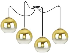 Závesné svietidlo Bergen Gold Spider, 4x zlaté/transparentné sklenené tienidlo (fi 20cm)