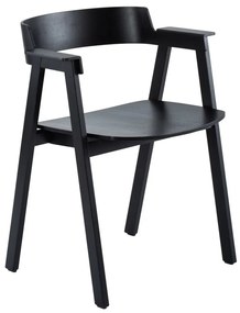 Čierna jedálenská stolička s podrúčkami z dubového dreva Flip – Gazzda