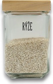 5Five® Súprava 3ks sklenených pevných hranatých dóz s dreveným vekom, 1,7l KWADR