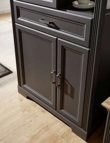 Široká vitrína Jasmin, grafit/dub, s osvetlením