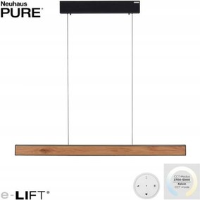 Paul Neuhaus Pure-e-motion Led závesné svietidlo čierna/drevo, e-LIFT, 2700-5