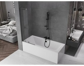 Mexen Velar L, 2-krídlová posuvná vaňová zástena 75 x 150 cm, 8mm číre sklo, grafitová matná, 896-075-003-01-95