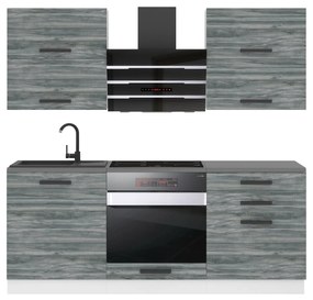 Kuchynská linka Belini Premium Full Version 180 cm šedý antracit Glamour Wood s pracovnou doskou EMILY