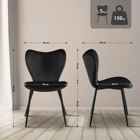 Jedálenská stolička Maika zamat - čierna