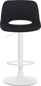 Barová stolička Camden - zamat, biely rám - Čierna