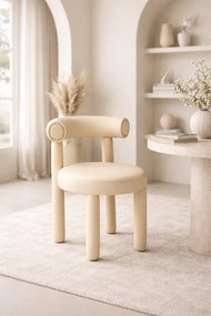 Designová jídelní židle Leith umělá kůže krémová