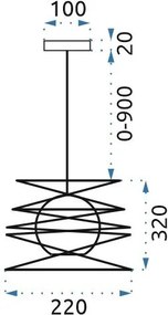 Toolight - Moderné závesné svietidlo 1xE27 181691, čierna, OSW-00109
