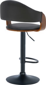 Barová stolička Nilse - koženka, čierny rám - orech/čierna