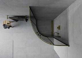 Mexen Rio, štvrťkruhový sprchovací kút s posuvnými dverami 70(dvere) x 70(dvere) x 190 cm, 6mm šedé číre, zlatý lesklý profil, 863-070-070-50-40