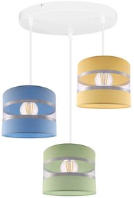 Závesné svietidlo Elegance, 3x textilné tienidlo (mix 8 farieb), (výber zo 4 farieb konštrukcie), o