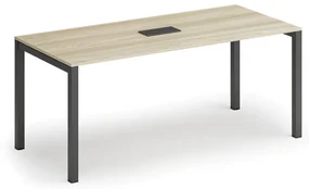 Stôl SQUARE 1800 x 800 x 750, dub prírodný + stolová zásuvka TYP V, čierna