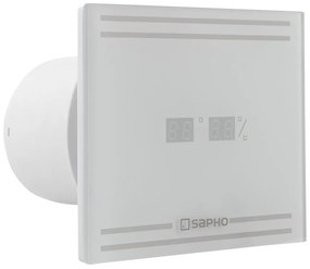 Sapho, GLASS kúpeľňový ventilátor axiálny s LED displejom, 8W, potrubia 100mm, biela, GS103