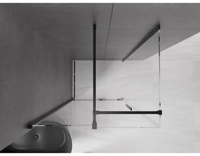 Mexen Velar, sprchový kút s posuvnými dverami 110(dvere) x 70(stena) cm, 8mm číre sklo, čierna matná, 871-110-070-01-70