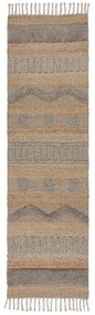 Flair Rugs, Behúň Jubilant Medina Jute Natural/Grey, 60x230, béžová, obývacia izba
