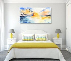 Obraz akvarelové more a zapadajúce slnko Varianta: 120x60