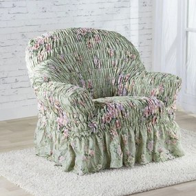 Napínacie poťahy s volánom FIORELA zelená rohová sedačka (š. 350 - 530 cm)