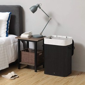 Veľký bambusový kôš na prádlo XL 72L, skladací, čierny