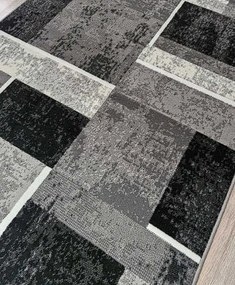 HU Sivý geometrický kockovaný obdĺžnikový koberec NEW IDEA 90311-0433 Rozmer: 200x300 cm