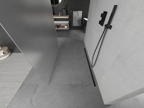 Mexen Kioto, priechodná sprchová zástena 100 x 200 cm, 8mm sklo námraza, 2x čierna stabilizačná rozpera, 800-100-002-70-30