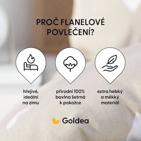 Goldea flanelové posteľné obliečky - srdiečka na latte 140 x 200 a 70 x 90 cm