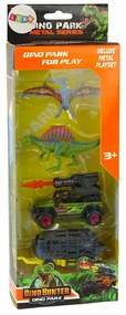 Lean Toys Terénne auto s prívesom a raketou – 2ks. Dinosaurov