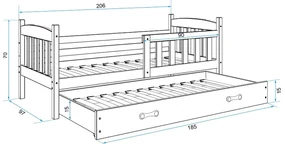 Detská posteľ KUBUS s výsuvnou posteľou 90x200 cm - biela Sivá