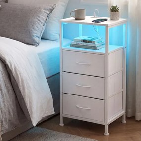 Sada 2 nočných stolíkov s LED osvetlením a nabíjacou stanicou LGSB35203W102