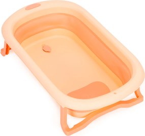 ECOTOYS skladacia detská vaňa 0-12 m, silikónová, odtok s indikátorom teploty, ružová