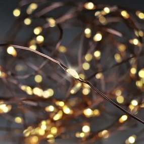 SOLIGHT Vianočná reťaz medená, 50x mini LED, 5m, 3 x AA, teplé svetlo