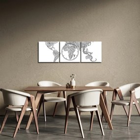 Obraz - Mapa v líniách (s hodinami) (90x30 cm)