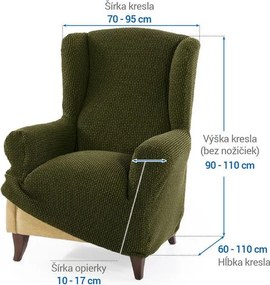 Super strečové poťahy NIAGARA zelená kreslo ušiak (š. 70 - 95 cm)