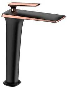 Mexen Purus vysoká umývadlová batéria, čierna-ružová zlatá, 745810-76