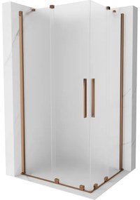 Mexen Velar Duo, sprchový kút s posuvnými dverami 100 x 90 cm, 8mm sklo námraza, ružové zlato, 871-100-090-32-60