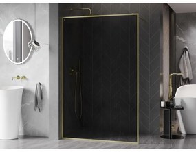 Mexen Kioto-XF, sprchová zástena s rámom 130 x 202 cm, 10mm šedé sklo, zlatý matný profil, 800-130-104-55-40-X