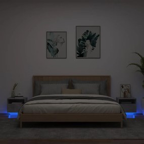 Nočné stolíky s LED svetlami 2 ks betónovo sivé 40x39x37 cm 836805